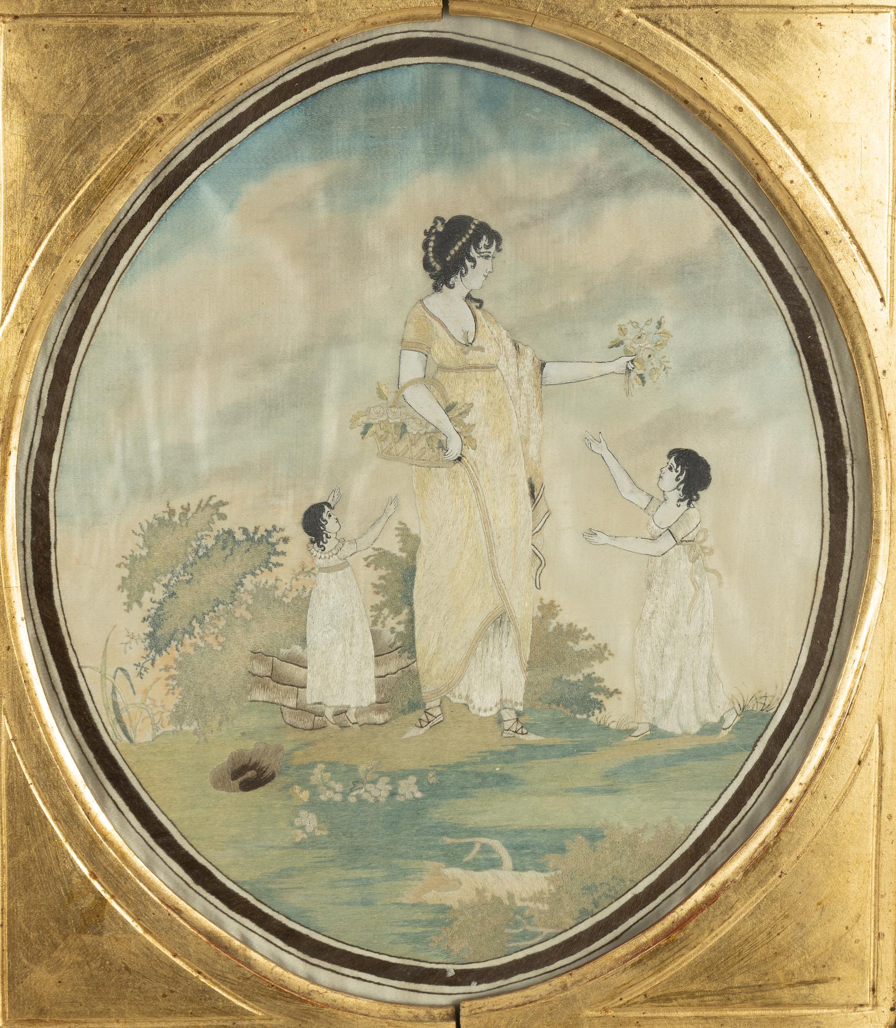 A pair of Empire silk embroderies, 1801.