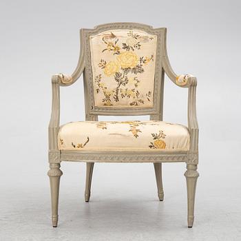 A late Gustavian open-back armchair attributed to Johan Erik Höglander (master in Stockholm 1777-1813).