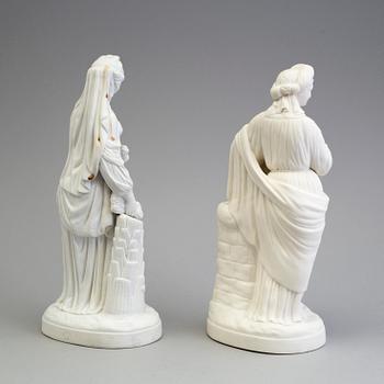 TWO PARIAN FIGURES, one marked Gustafsberg.