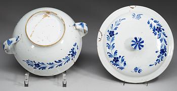 A Swedish faience tureen with cover, 18th Century.