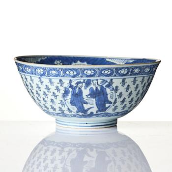 A blue and white 'immortals' bowl, Tianqi/Chongzhen 1620/30's.
