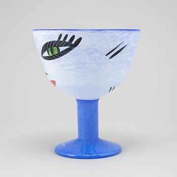 Ulrica Hydman-Vallien, a glass vase, goblet, and six glasses from Kosta Boda, signed and numbered.