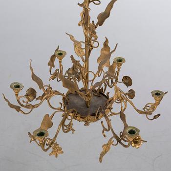 An app. 1900 french brass/metal chandelier.