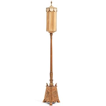 Helge Werner, a Swedish Grace gilt wood floor lamp, 1920-30s.