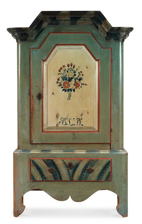 A Swedish 19th century cupboard marked BLD.