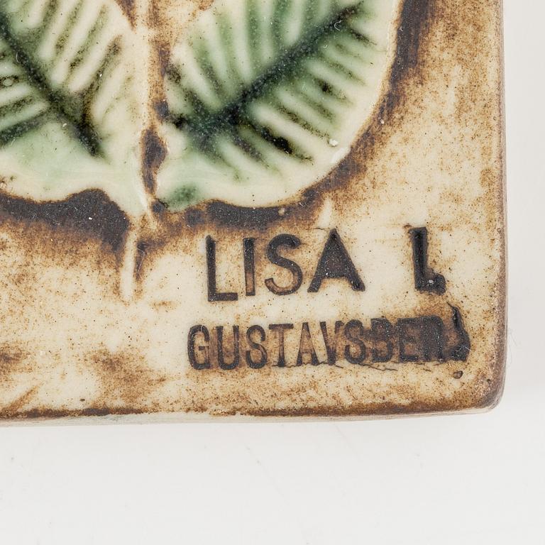 Lisa Larson, väggreliefer, 2 st, stengods, Gustavsberg.
