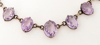 COLLIER, fasettslipade ametister, silver. Sverige.