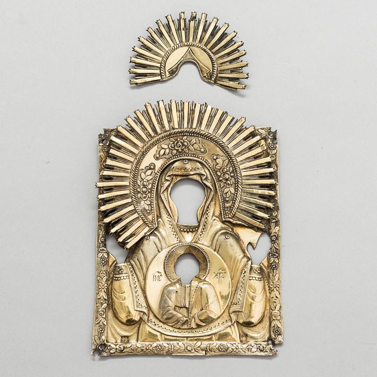 A Ryazan icon with a riza in silver and gilt silver, Russia, 19th century.