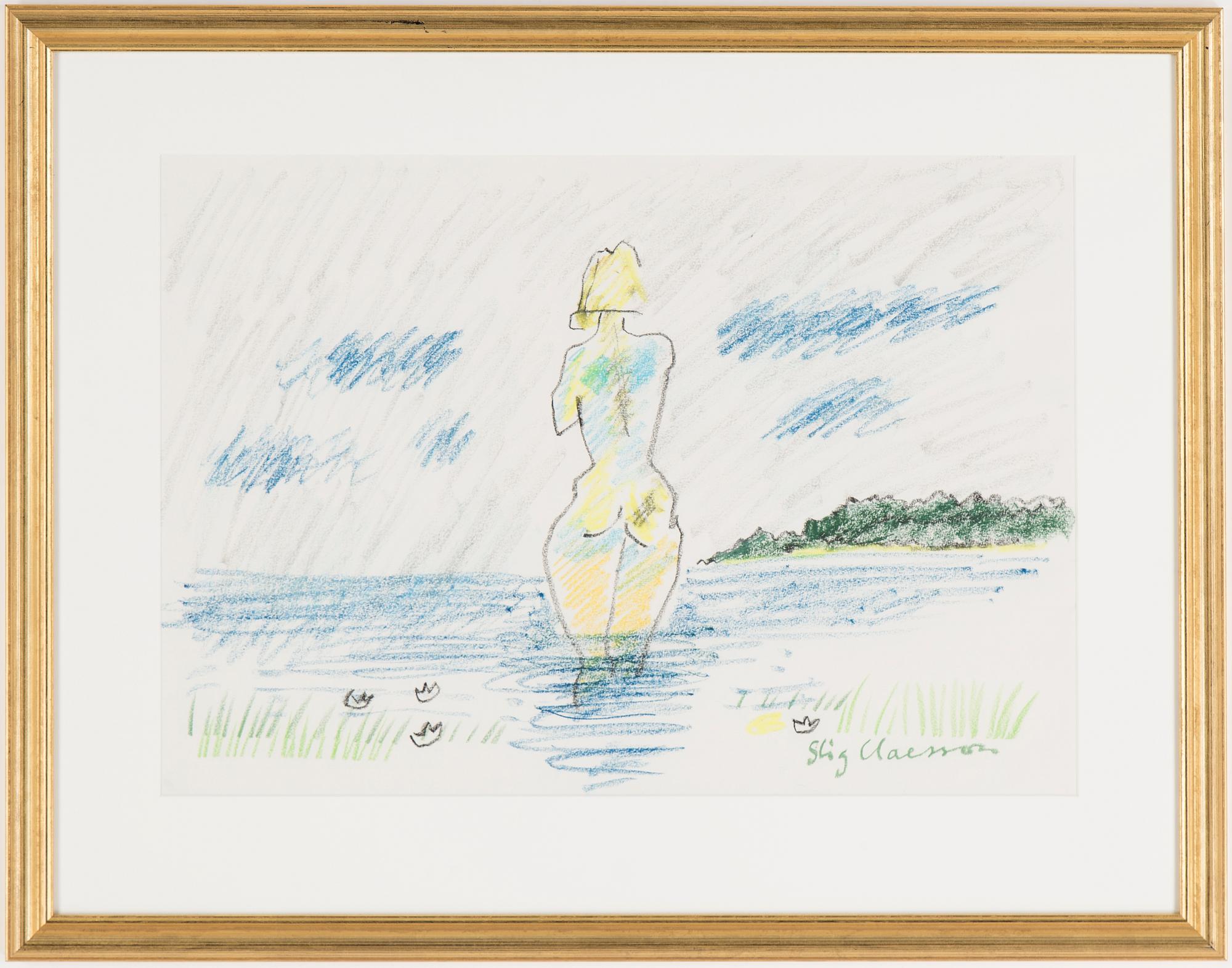 STIG CLAESSON (SLAS), pastell, signerad.