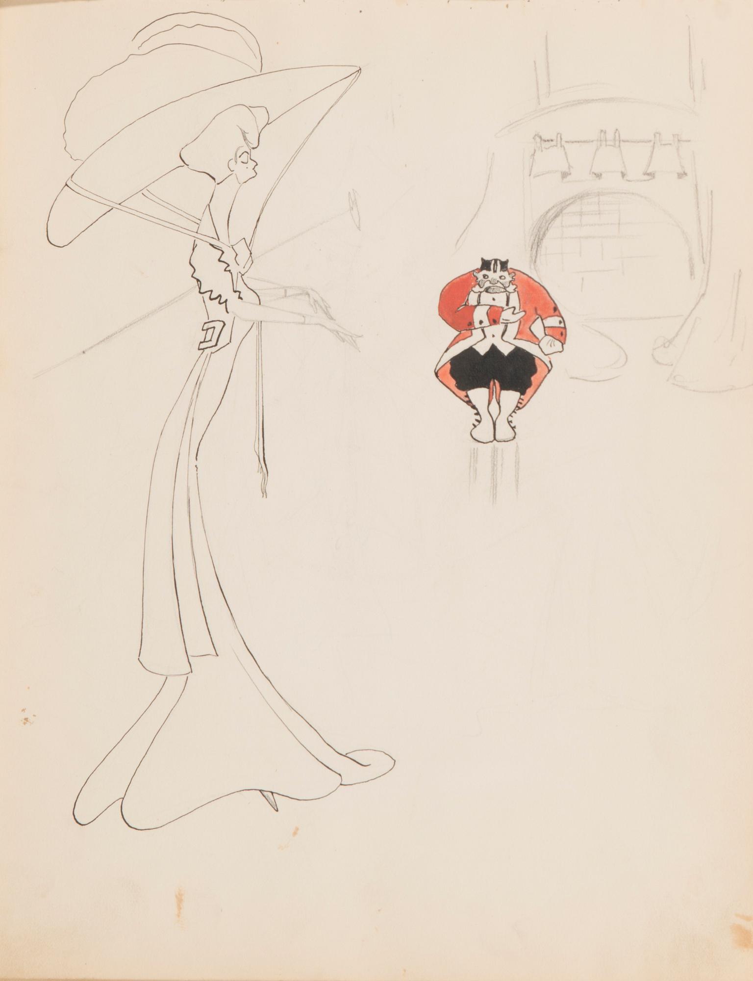 CARL JENSEN-CARLÉN, a scetch book with drawings, mixed media, 27 pages, partially signed C.C.