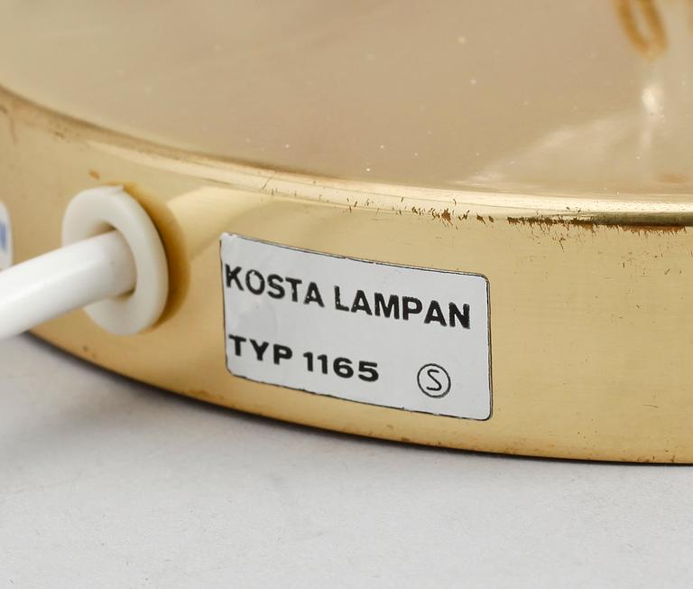 BORDSLAMPSFOT, mässing och glas, "Kosta lampan", 1900-talets mitt.