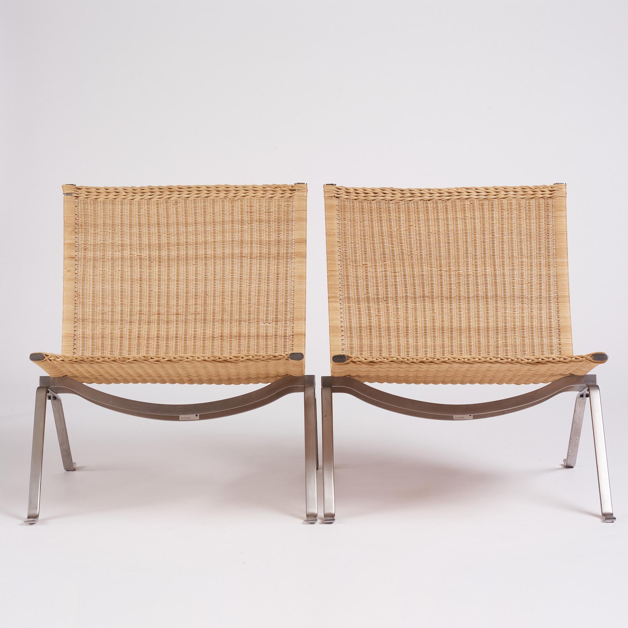Poul Kjaerholm, a pair of 'PK22' chairs, Fritz Hansen, Denmark, 2000.