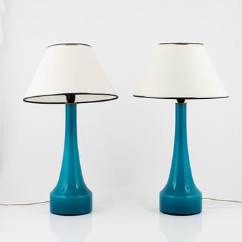 A pair of glass table lamps probably Bergboms, second part of the 20th Century.