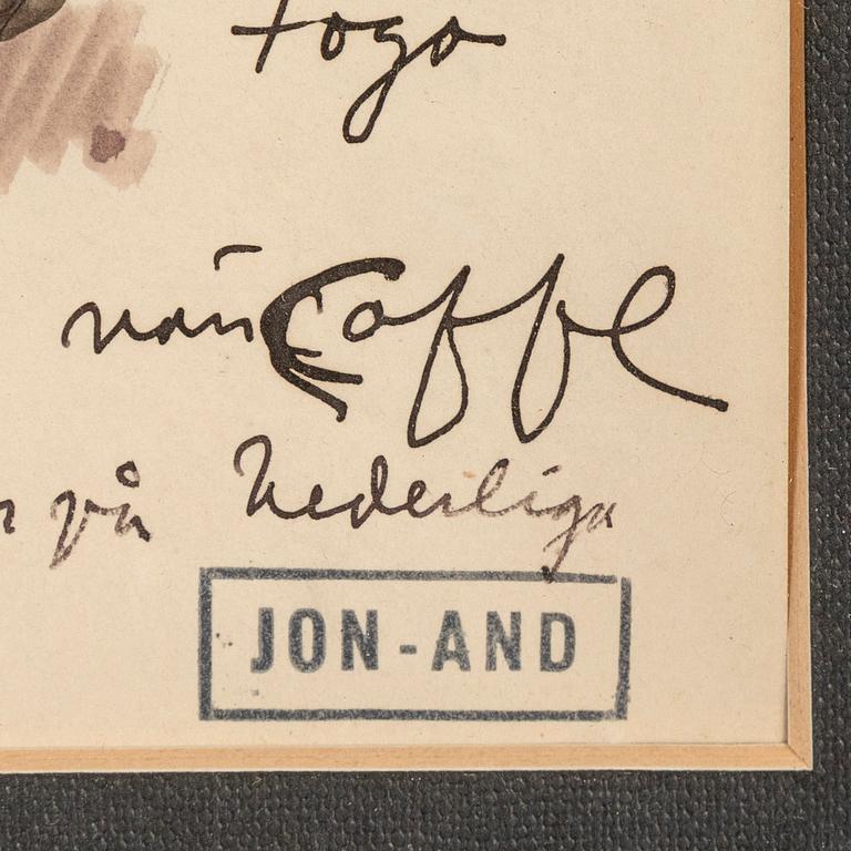 John Jon-And, blandteknik på papper, stämpelsignerad.