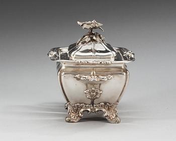 A Swedish 19th century silver sugar-casket, makers mark of Gustaf Möllenborg, Stockholm 1846.