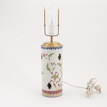 A Chinese porcelain hat stand converted into a table lamp, first half of the 20th Century.