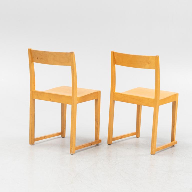 Sven Markelius, a set of six birch 'Orkesterstolen' chairs, mid 20th Century.