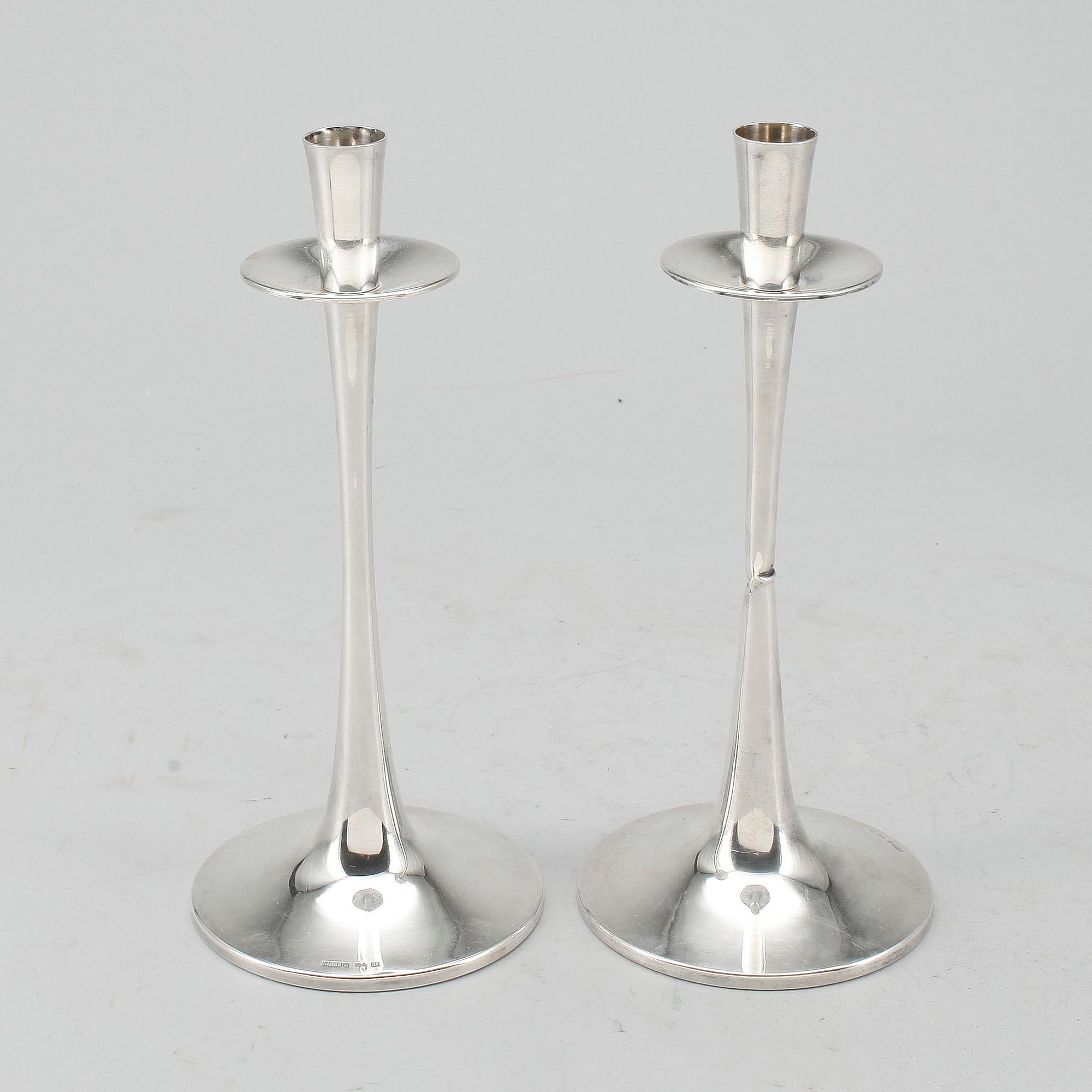 LJUSSTAKAR, ett par, silver, MGAB Uppsala, 1966.
