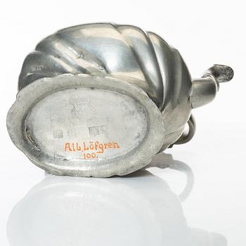 A Rococo pewter teapotby P J Mattsson 1808.