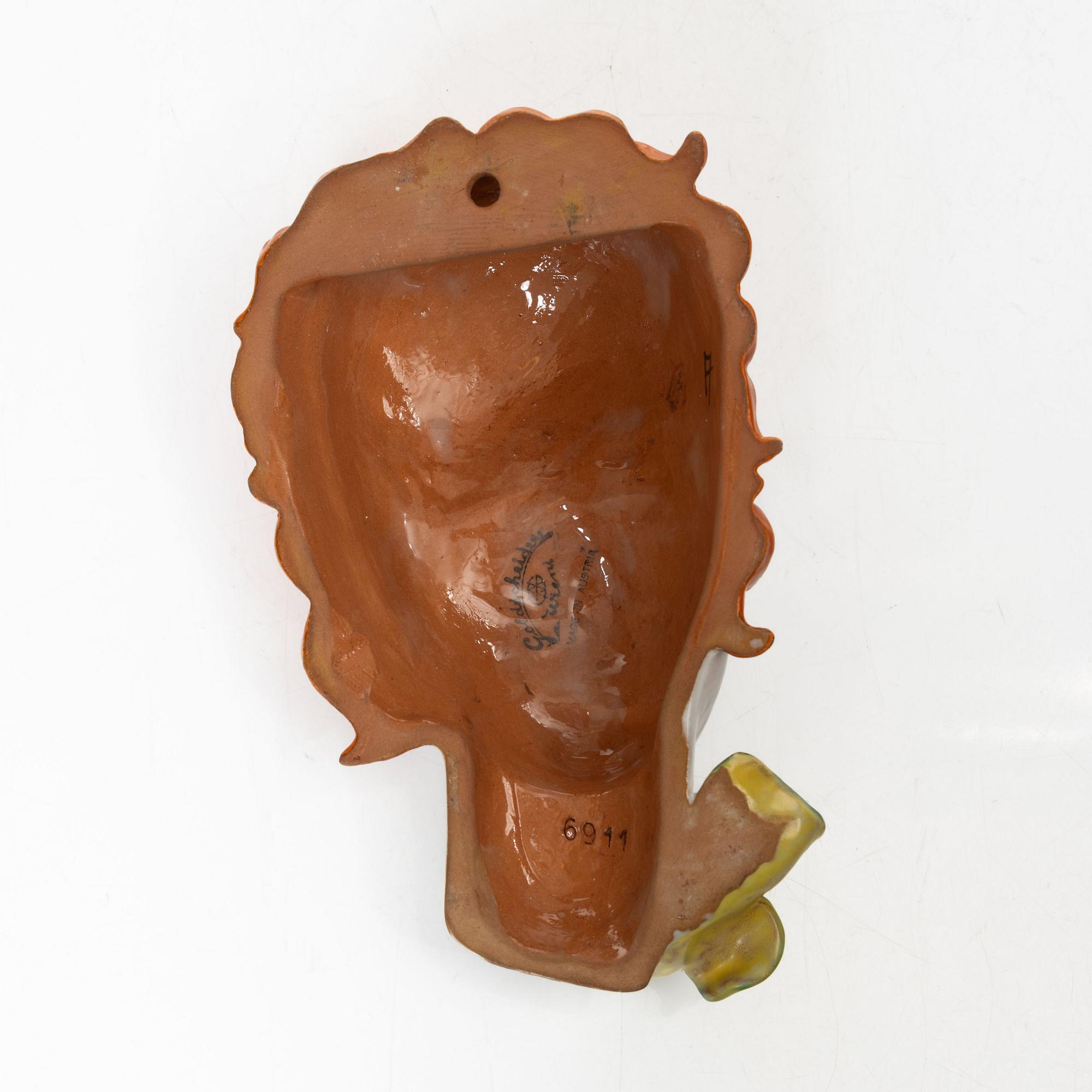 Wall mask, Goldscheider, Vienna 1930s, model 6911.