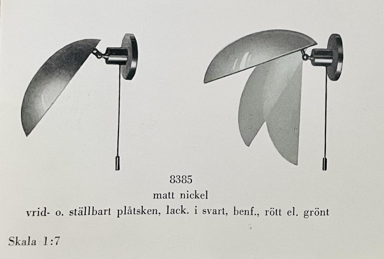 Harald Notini, vägglampor 1 par, modell "8385", Arvid Böhlmakrs Lampfabrik, 1930-tal.