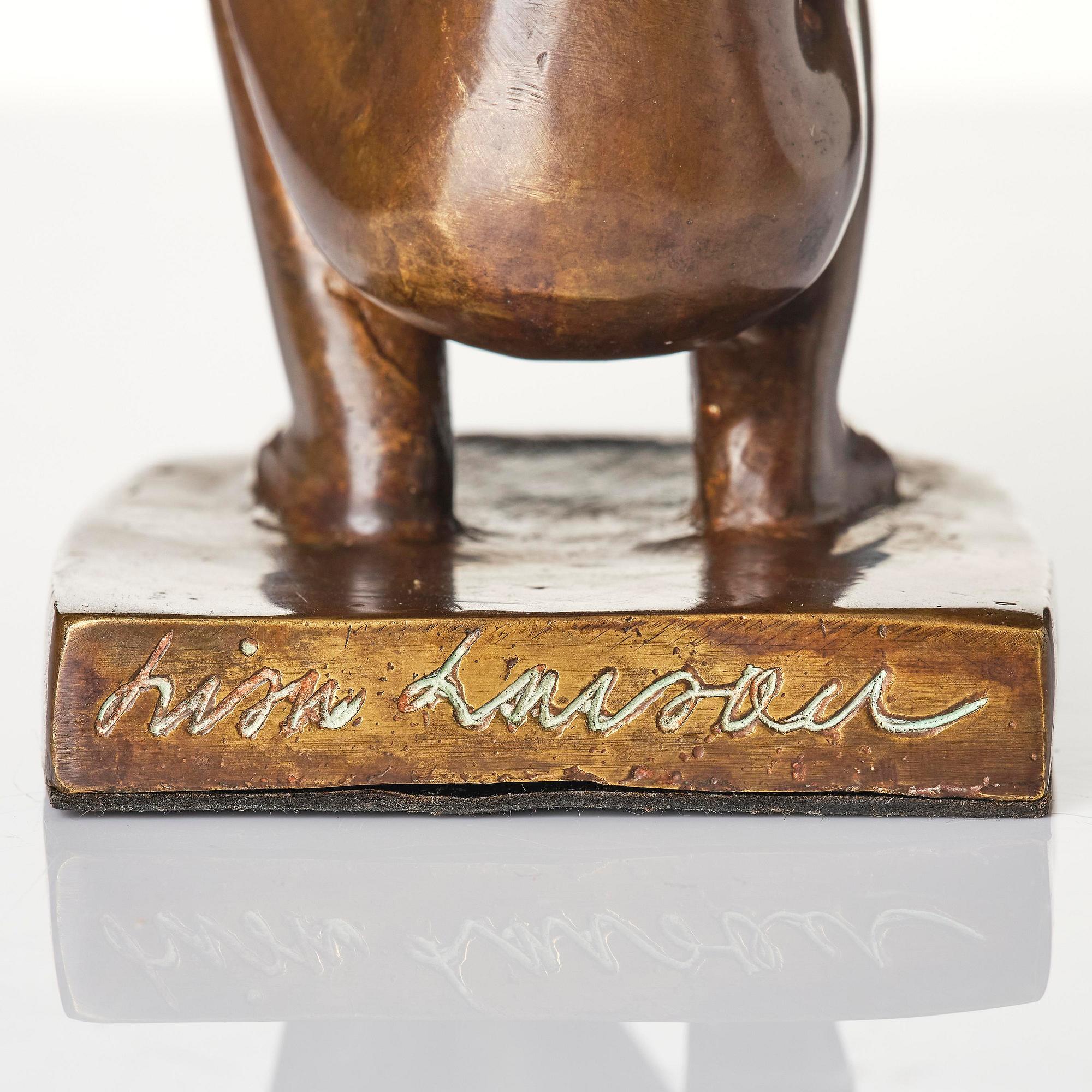 Lisa Larson, sculpture, bronze, "Storseglar'n", Scandia Present, ca. 1978, ed. 181/999, with original box and folder.