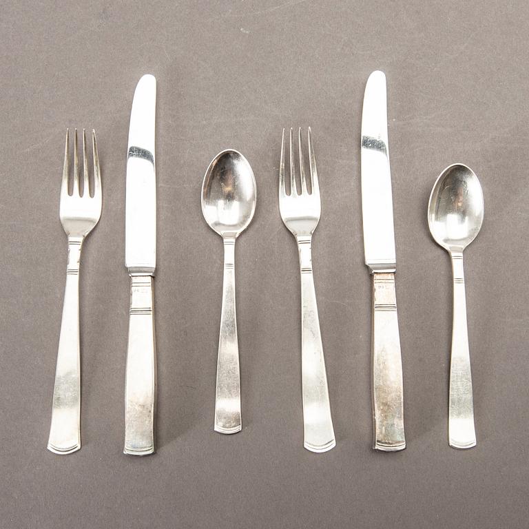 A Swedish 20th set of 36 pcs silver cutlery mark of J Ängman GAB Stockholm 1690/70s, weight ca 980 gr.