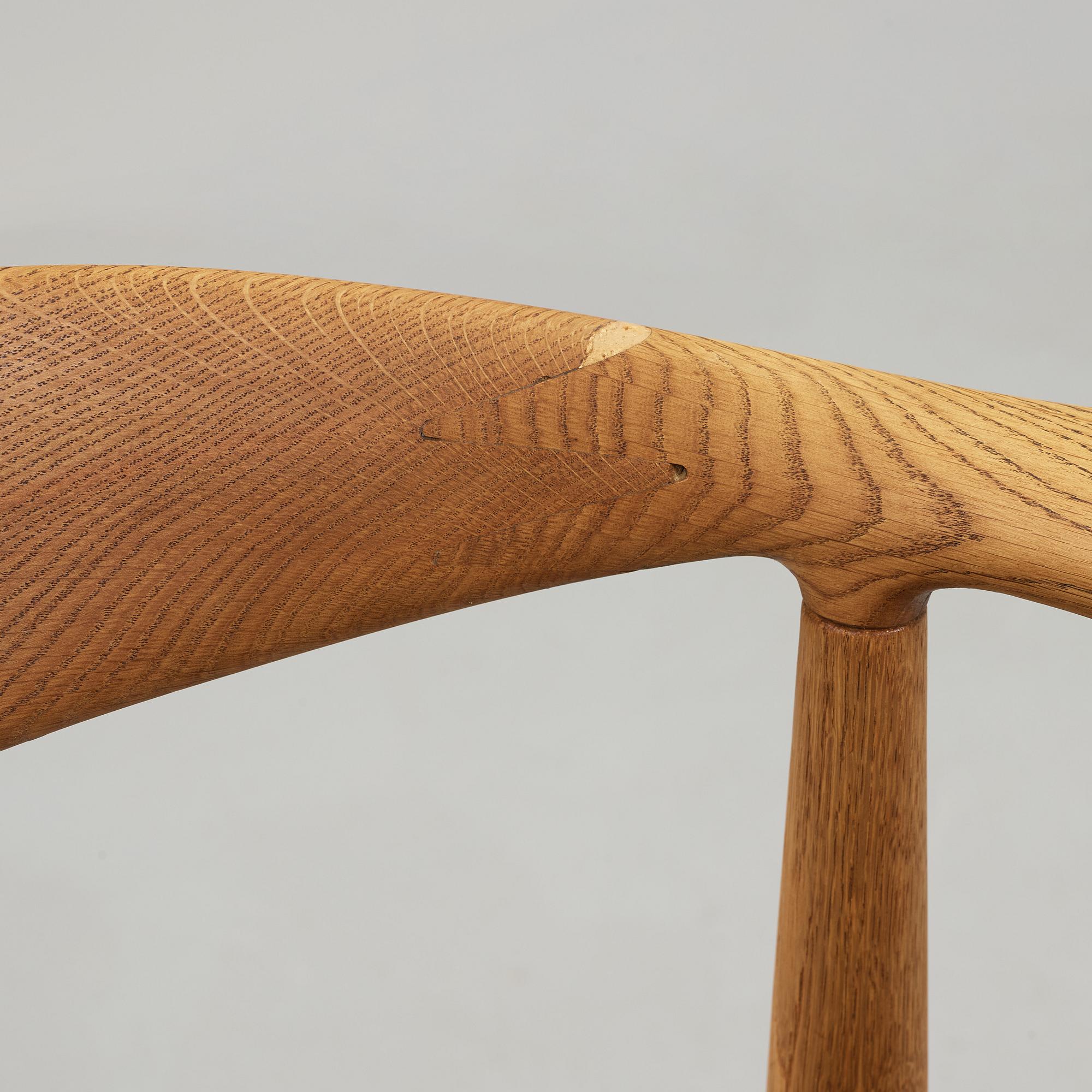 A set of six Hans J Wegner oak 'The Chair', Johannes Hansen, Denmark.