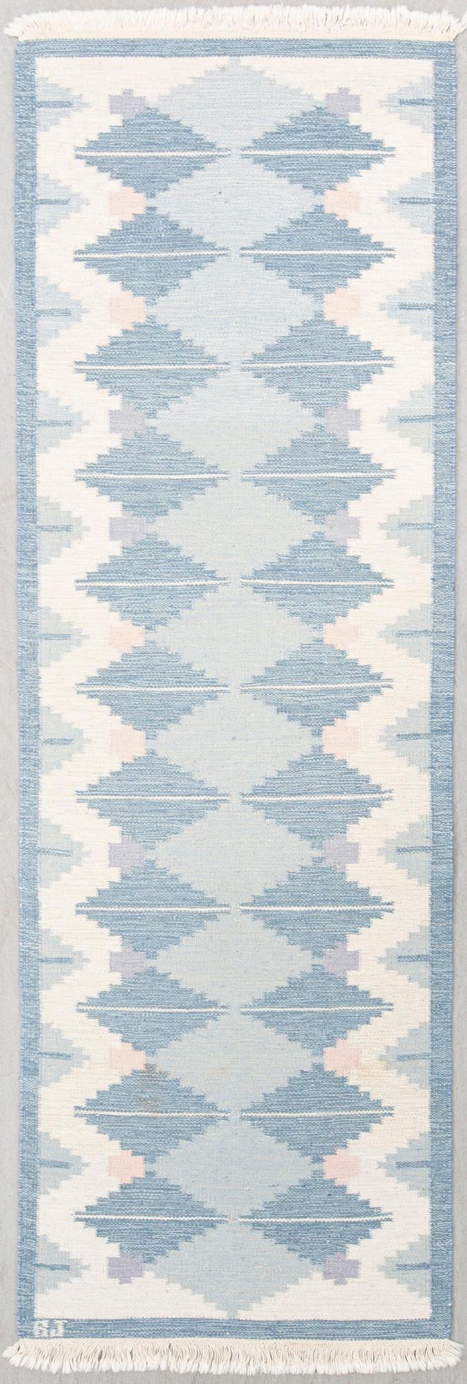 Rölakan rug, gallery signed BJ, approximately 255x87 cm.