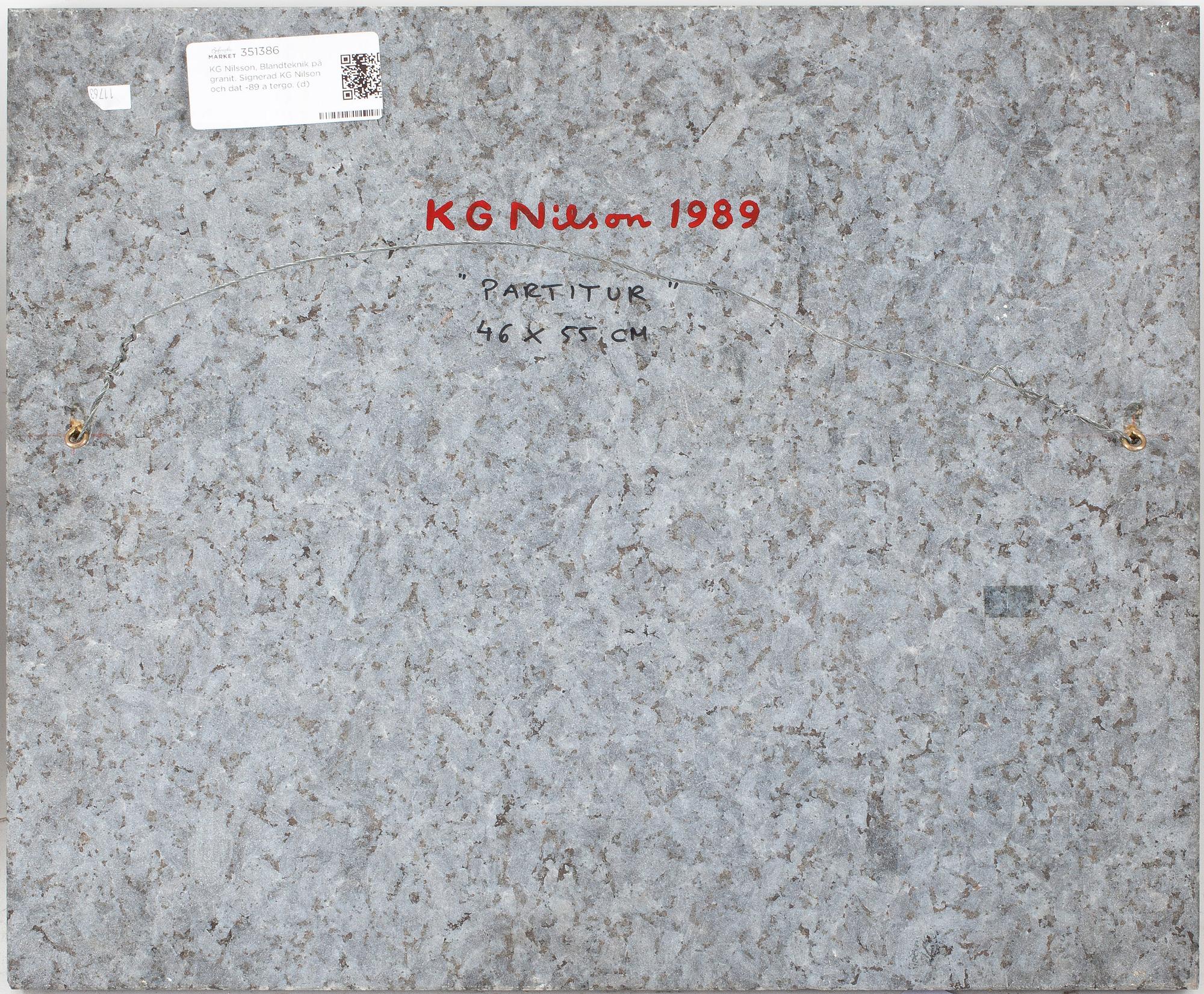 K G NILSON, Blandteknik på granit. Signerad KG Nilson och dat -89 a tergo.