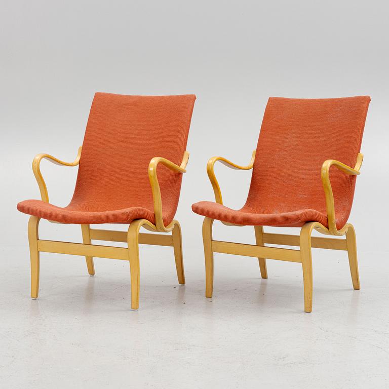 Bruno Mathsson, a pair of 'Eva' armchairs, Firma Karl Mathsson, Värnamo, 1964.