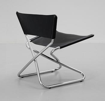 An Erik Magnussen chromed steel and black leather 'Zdown' chair, Engelbrechts, Denmark.