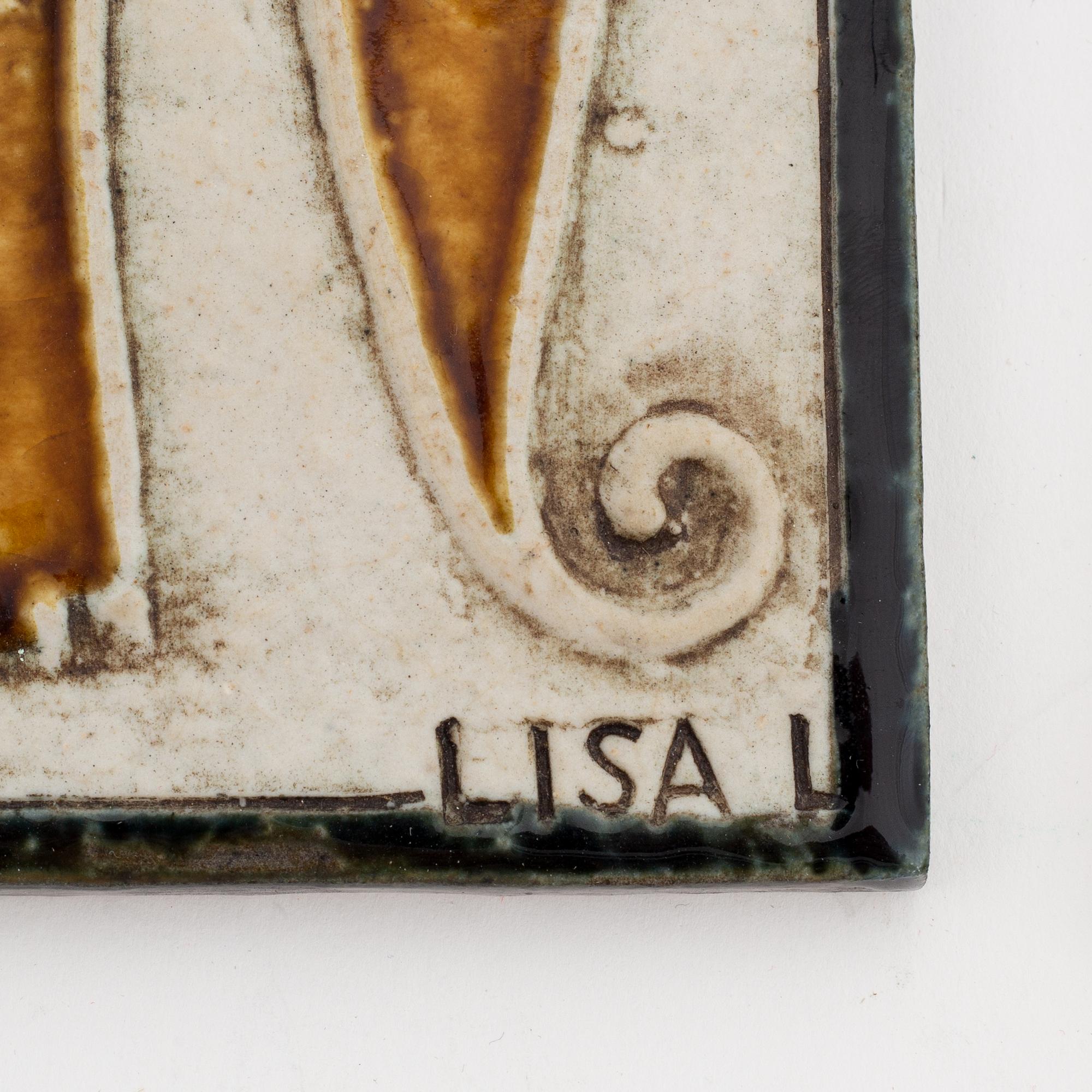 Lisa Larson, four stoneware wall feliefs, Gustavsberg.