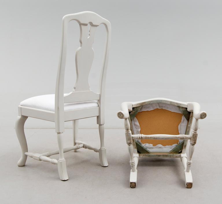 STOLAR, 8 st, senbarockstil, 1900-talets andra hälft.