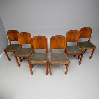 MATBORD och STOLAR, 6 st, art déco, 1930-tal.