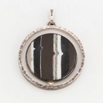 CLAËS E. GIERTTA, a sterling silver and painted porcelain pendant from Stockholm, 1986.