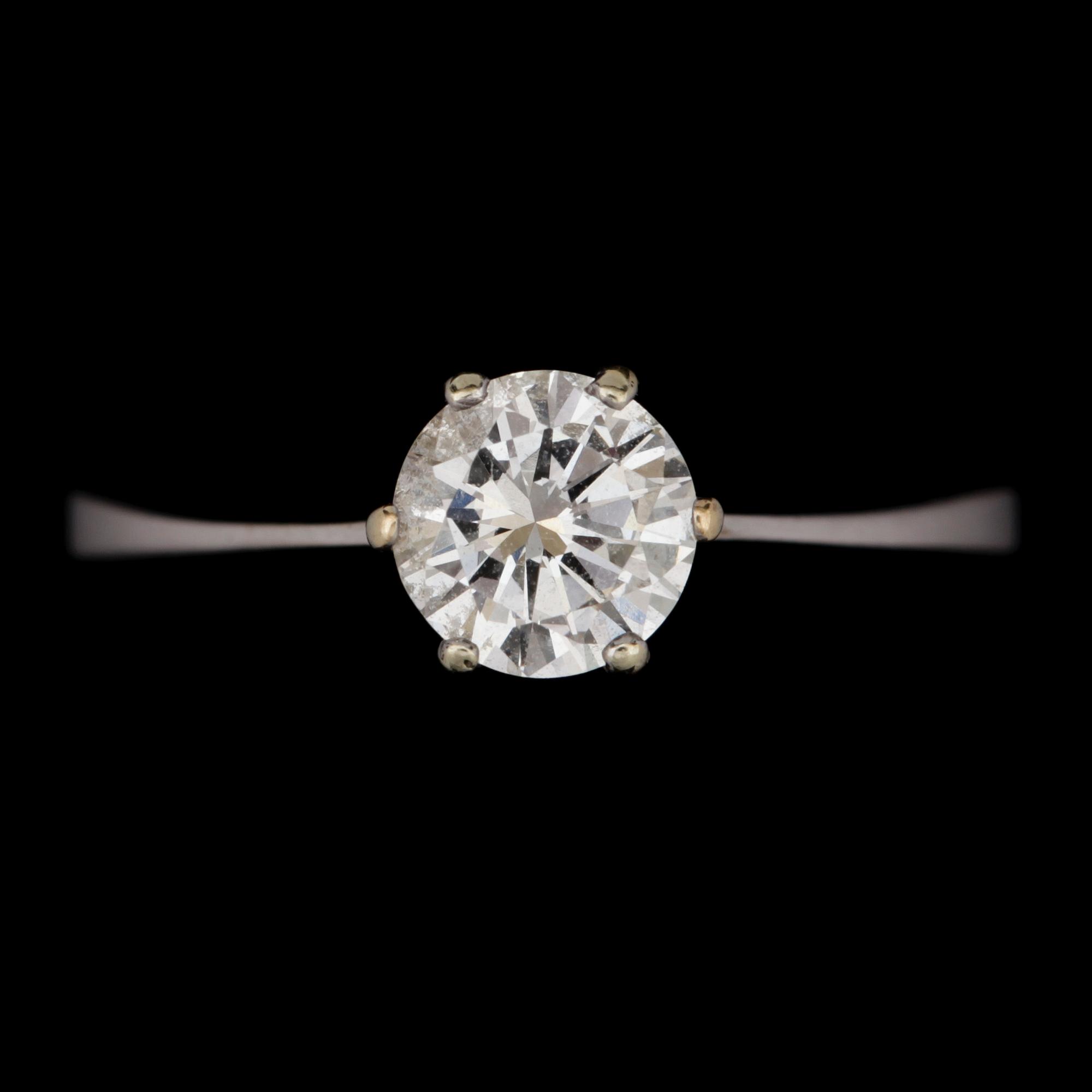 RING, 18k vitguld med briljantslipad diamant ca0,67ct. Enligt uppgift Sten Karlssons guldsmedja, 1970-80-tal.