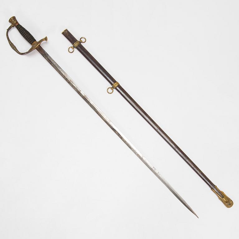 Sword, American, model 1860 for officers, with scabbard.