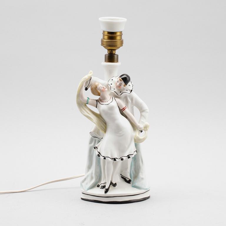BORDSLAMPA, porslin, Tyskland, 1900-talets mitt.