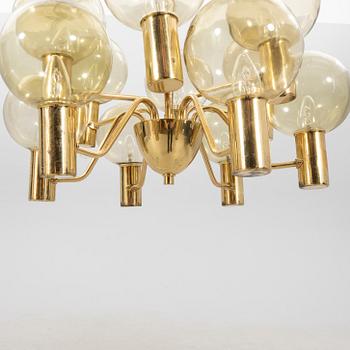 Hans-Agne Jakobsson, a 'Patricia T-372-12' brass and glass chandelier, Markaryd second half of the 20th century.
