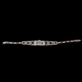 LADIES DIAMOND WRIST WATCH, Doxa, brilliant- and eight cut diamonds, tot. app. 2.50 ct. 1930's.