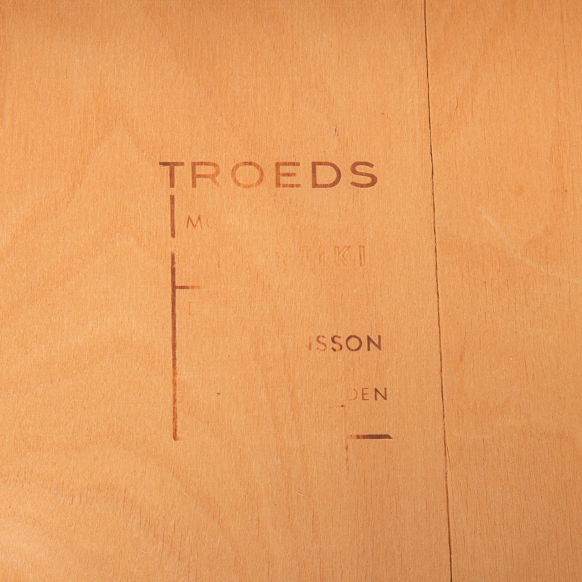 Yngve Ekström & Nils Jonsson, stolar, 4 st, "Kontiki", Bra Bohag, Troeds, 1960-tal.