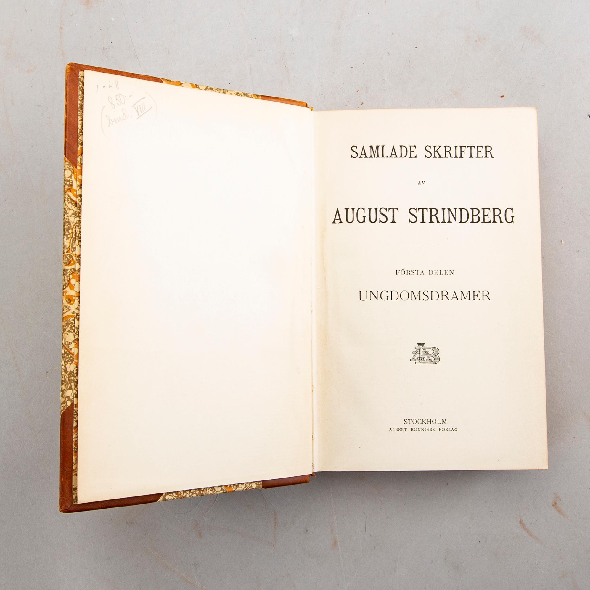 A set of 36 volumes "Samlade skrifter av August Strindberg" 1919.