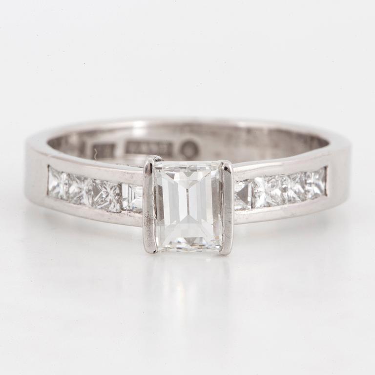 Baguette-cut diamond ring.