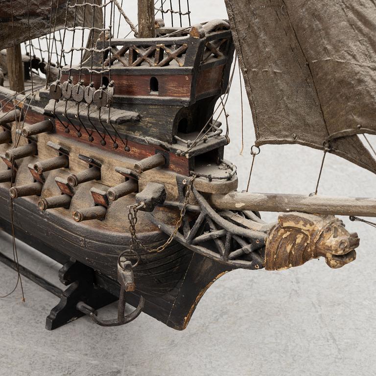 A ship model of a full-rugged ship, 20th century.