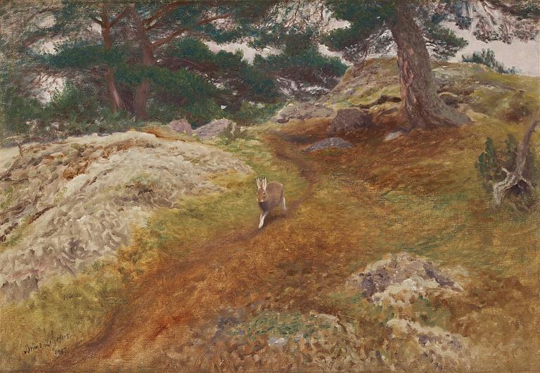 Bruno Liljefors, Landscape with hare.
