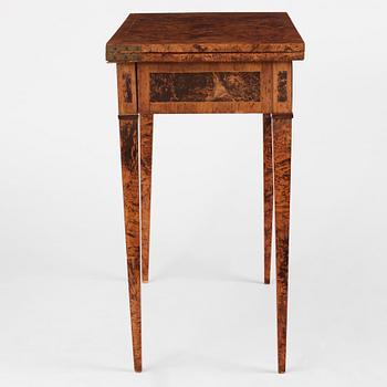 A late Gustavian burr-alder cards table, Mälardalen, late 18th century.