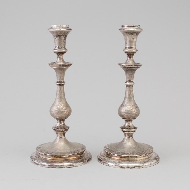 LARS LARSON & CO, ljusstakar, ett par, silver, Stockholm, 1869.