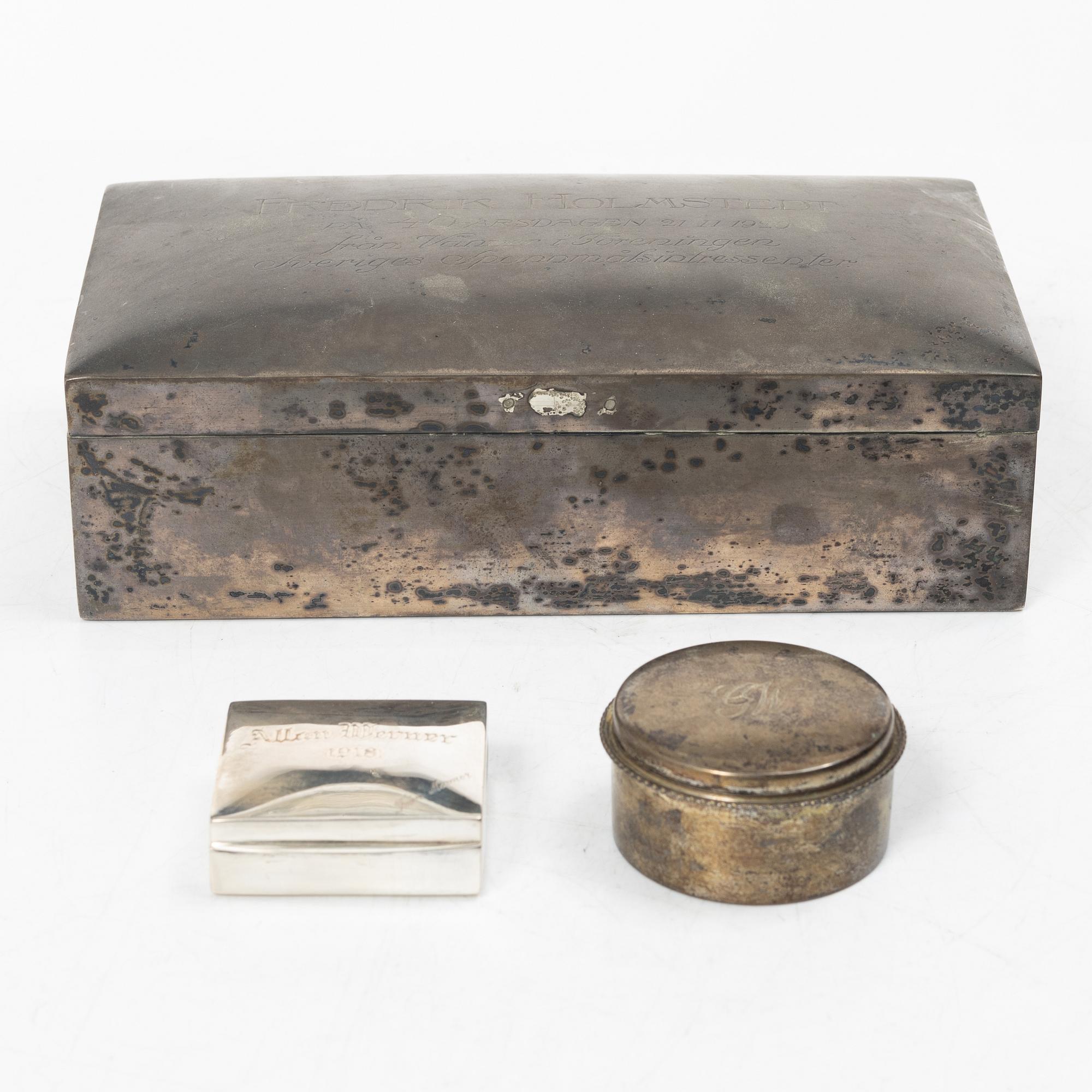 Askar, 3 st, silver, bl.a. C.g.Hallberg, 1919.