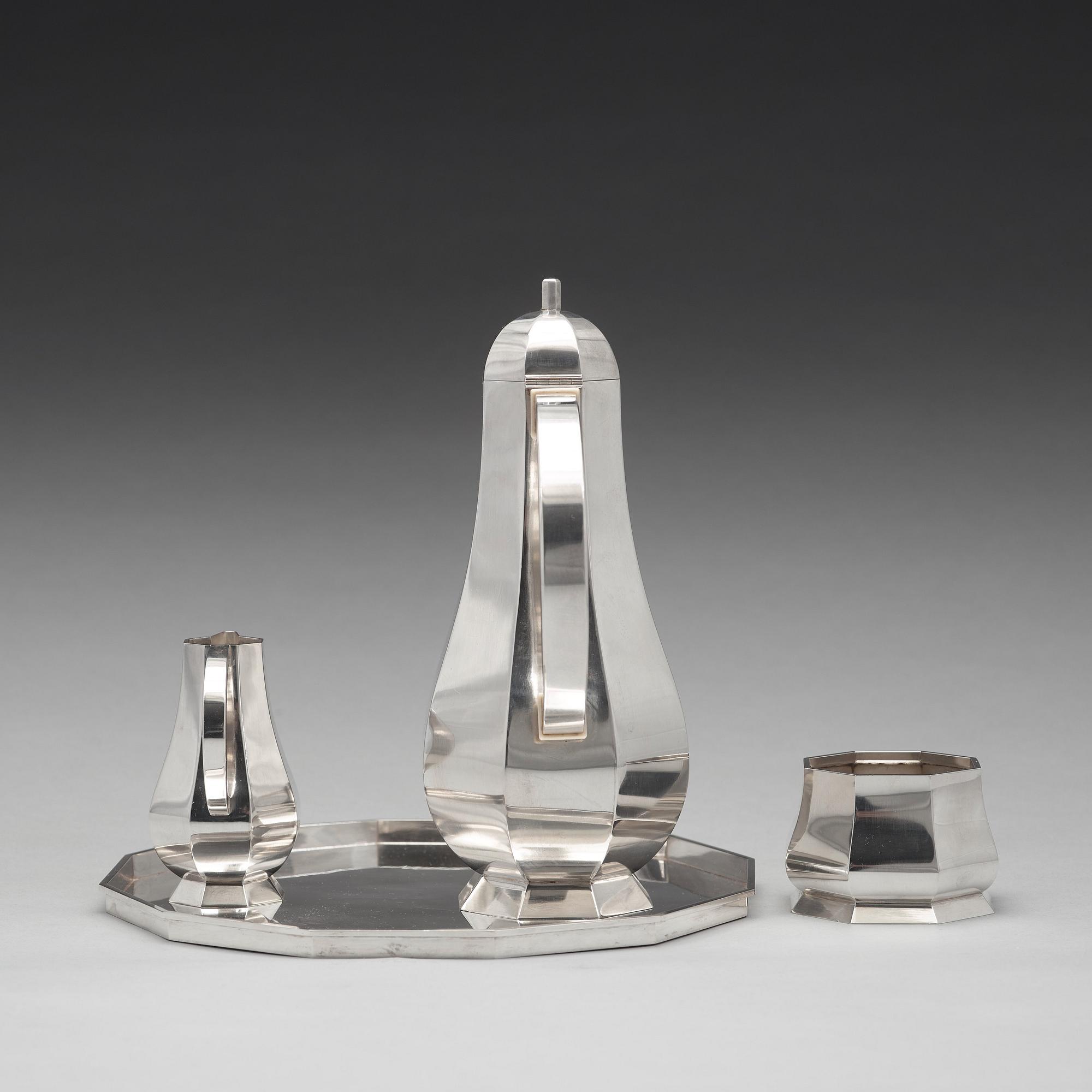 Wiwen Nilsson, A Wiwen Nilsson sterling coffee service with a tray, Lund, Sweden 1967.